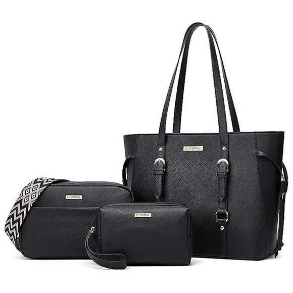 Handbags - Women Fashion Synthetic Leather Handbags Tote Bag Shoulder Bag Black-b-01